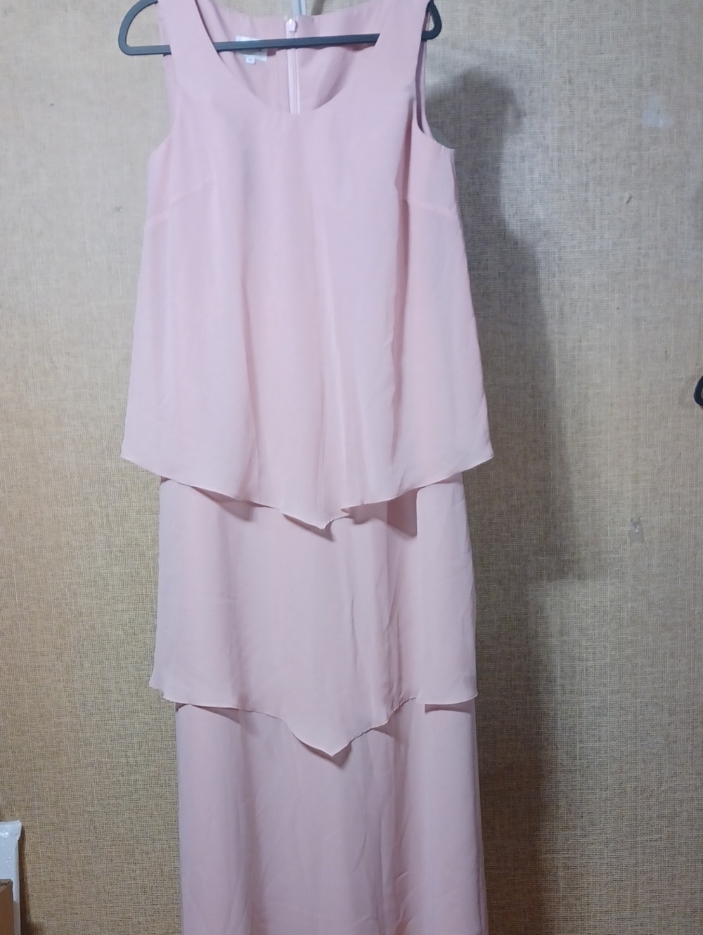 Sleeveless Layered Maxi Dress in Blush Pink